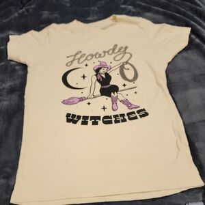 Celebrate It Cream Tee with Purple and Black Design